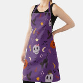 Halloween Schort – Schedels, Pompoenen & Zwarte Ka (Insitu)