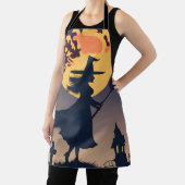 Halloween Schorten, heks met bezembloedmaan Schort (Insitu)