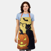 Halloween Schorten, Volle Maan Halloween Black Cat Schort (Gedragen)