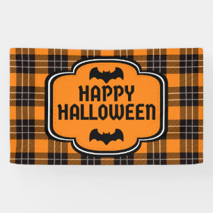 Halloween Schotse ruit Patroon Spandoek