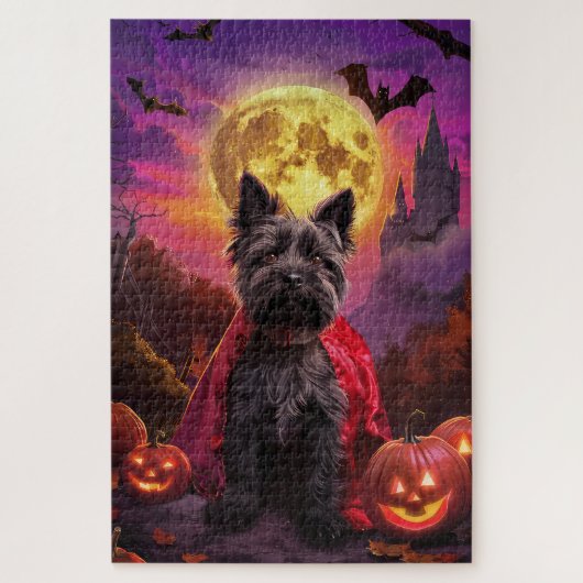 Halloween Schotse Terrier Vampier Pompoenen Eng Legpuzzel (Verticaal)