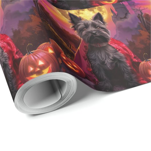 Halloween Schotse Terrier Vampire Pumpkins eng Cadeaupapier (Rol Hoek)