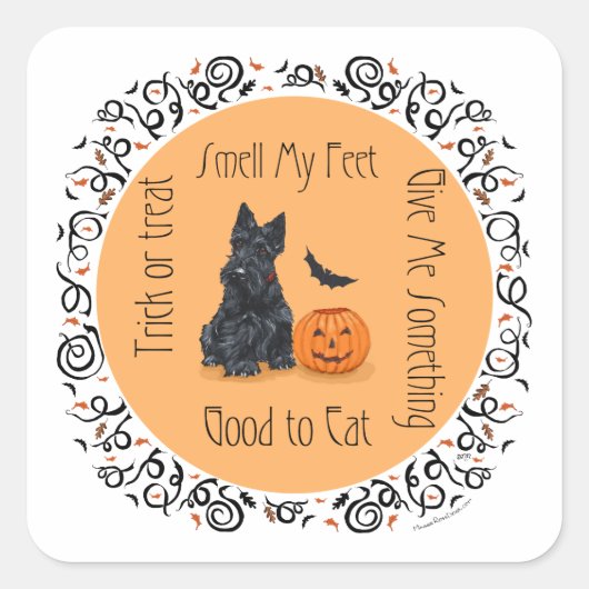 Halloween Schotse Terrier Vierkante Sticker (Voorkant)