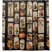 Halloween Schraper Labels Herfst Douchegordijn (Voorkant)