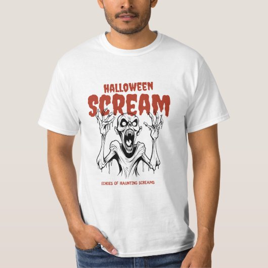 Halloween Schreeuw wit T-shirt (Voorkant)