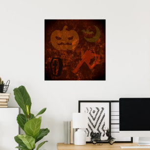 Halloween-schrik op griezelige achtergrond poster