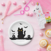 Halloween Schwarze Katze Pappteller Papieren Bordje (Feest)