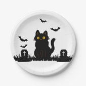 Halloween Schwarze Katze Pappteller Papieren Bordje (Voorkant)
