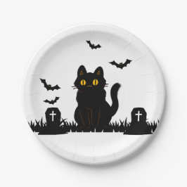 Halloween Schwarze Katze Pappteller Papieren Bordje