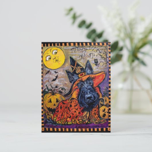 Halloween Scottie Briefkaart (Staand voorkant)