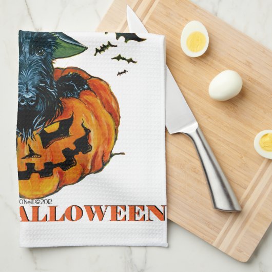 Halloween Scottie Theedoek (Quarter Fold)