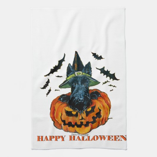 Halloween Scottie Theedoek (Verticaal)