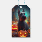 Halloween Scottish Terrier met pomkins Scary Cadeaulabel (Voorkant)