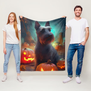 Halloween Scottish Terrier met pomkins Scary Fleece Deken