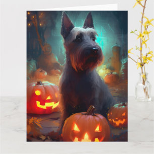 Halloween Scottish Terrier met pomkins Scary Kaart