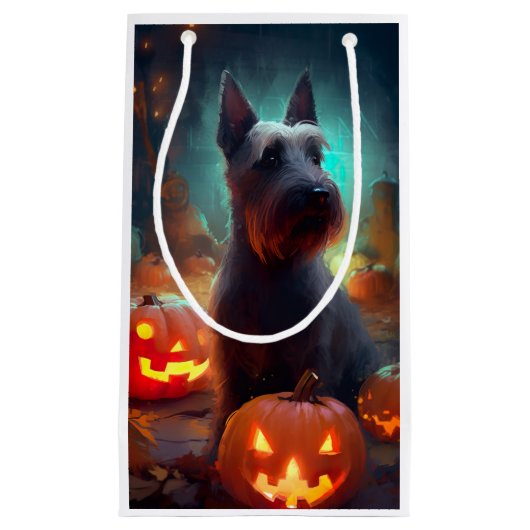Halloween Scottish Terrier met pomkins Scary Klein Cadeauzakje (Voorkant)