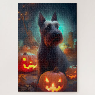 Halloween Scottish Terrier met pomkins Scary Legpuzzel