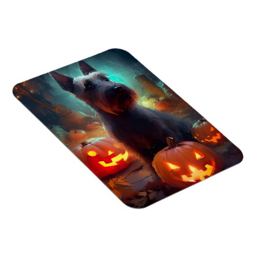 Halloween Scottish Terrier met pomkins Scary Magneet (Rechterzijde)