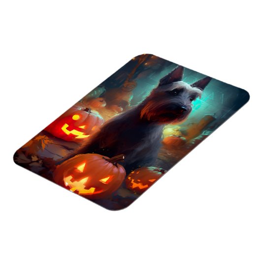 Halloween Scottish Terrier met pomkins Scary Magneet (Linkerzijde)