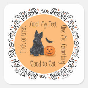 Halloween Scottish Terrier Vierkante Sticker