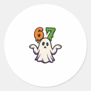 Halloween Scp 67 Schattig Geest Meme Zes Zeven Kos Ronde Sticker