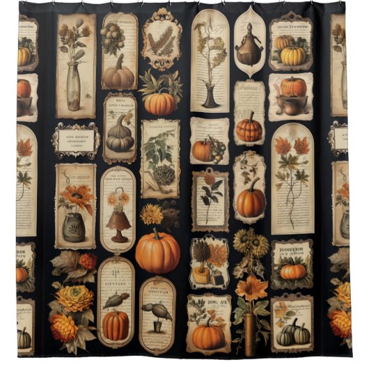 Halloween Scrapper Labels Herfst Douchegordijn (Voorkant)