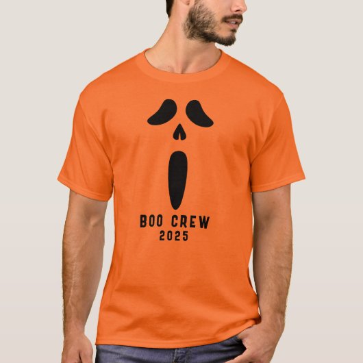 Halloween Scream face Boo Crew 2025 group party T-shirt (Voorkant)