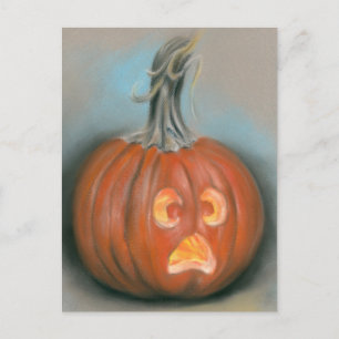 Halloween Screaming Jack O Lantern Pumpkin Pastel Briefkaart