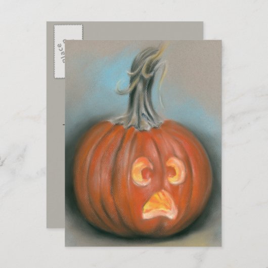 Halloween Screaming Jack O Lantern Pumpkin Pastel Briefkaart (Voorkant / Achterkant)