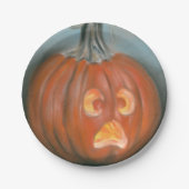 Halloween Screaming Jack O Lantern Pumpkin Pastel Papieren Bordje (Voorkant)