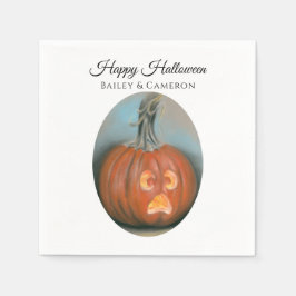 Halloween Screaming Jack O Lantern Pumpkin Pastel Servet