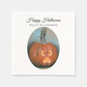 Halloween Screaming Jack O Lantern Pumpkin Pastel Servet