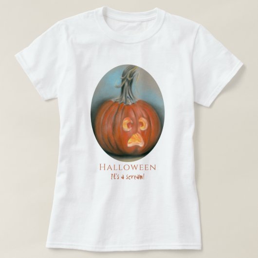 Halloween Screaming Jack O Lantern Pumpkin Pastel T-shirt (Design voorkant)