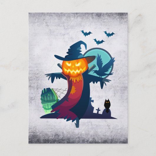 Halloween screcrow met vleermuizen en kippen briefkaart (Voorkant)