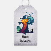 Halloween screcrow met vleermuizen en kippen cadeaulabel (Voorkant)