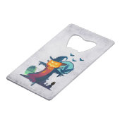 Halloween screcrow met vleermuizen en kippen creditkaart flessenopener (Voorkant Gekanteld)