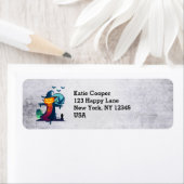 Halloween screcrow met vleermuizen en kippen etiket (Insitu)