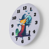 Halloween screcrow met vleermuizen en kippen grote klok (Hoek)