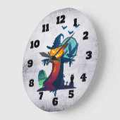 Halloween screcrow met vleermuizen en kippen grote klok (Hoek)