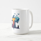 Halloween screcrow met vleermuizen en kippen koffiemok (Voorkant rechts)