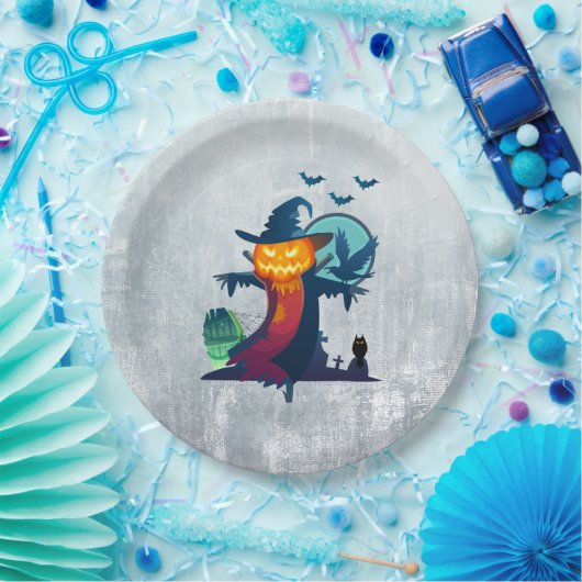 Halloween screcrow met vleermuizen en kippen papieren bordje (Feest)