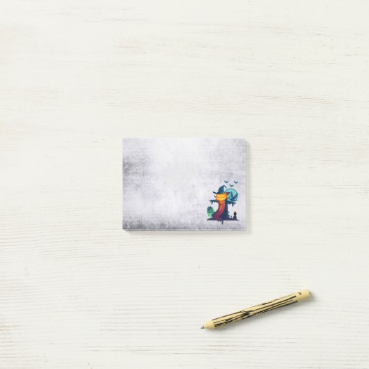 Halloween screcrow met vleermuizen en kippen post-it® notes (Op bureau)