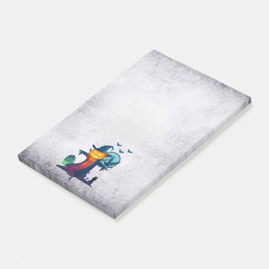 Halloween screcrow met vleermuizen en kippen post-it® notes (Schuin)