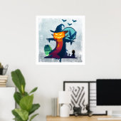Halloween screcrow met vleermuizen en kippen poster (Thuiskantoor)