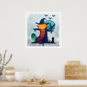 Halloween screcrow met vleermuizen en kippen poster (Keuken)