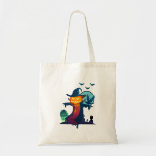 Halloween screcrow met vleermuizen en kippen tote bag