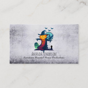 Halloween screcrow met vleermuizen en kippen visitekaartje