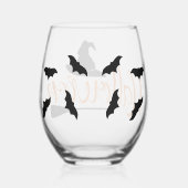 Halloween Script Witch Pet Bats & Broom Wijnglas Zonder Voet (Rechts)