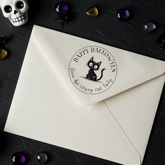 Halloween Scruffy Cat beroemd gemaakt door The Cra Zelfinktende Stempel