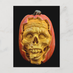 Halloween Sculpted Jack-O’-Lantern Scary Face Briefkaart